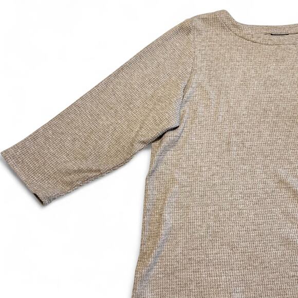 J. Jill Wearever Tunic Top Plus Sz 2X Heather Tan Waffle Knit 3/4 Sleeve Casual - Picture 5 of 8